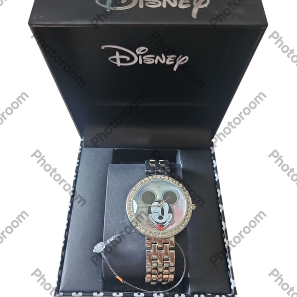 Disney Mickey Mouse Silver Tone Zirconia Wrist Watch - Picture 1 of 10